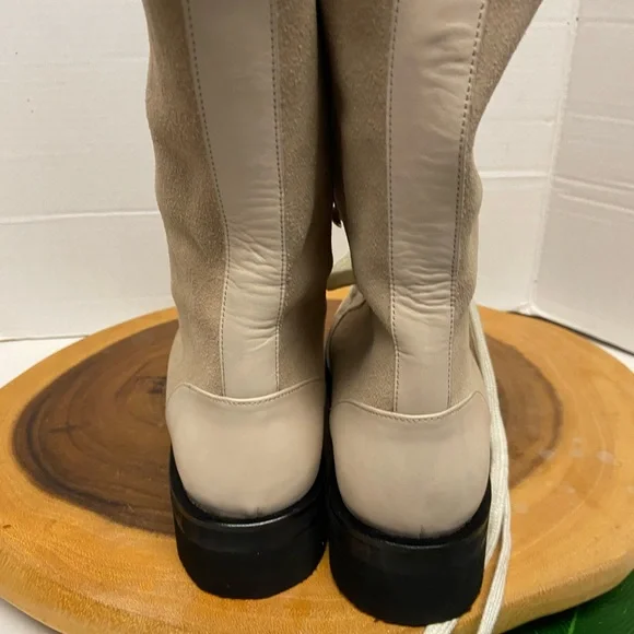 Maryam Nassir Zadeh lace Up Vanilla Leather Combat Boots